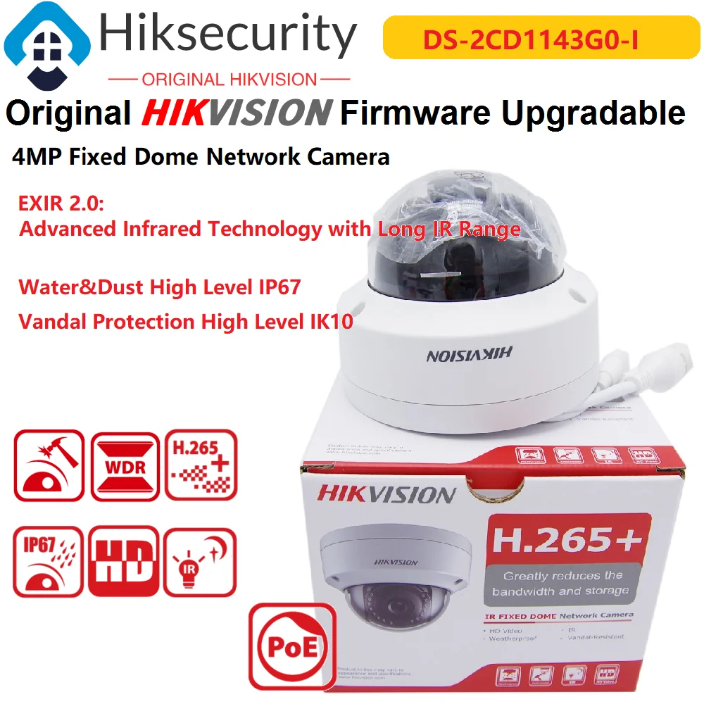 

IP-камера Hikvision, 4 МП, стандартная купольная камера, водонепроницаемая и Пылезащитная, высокая защита