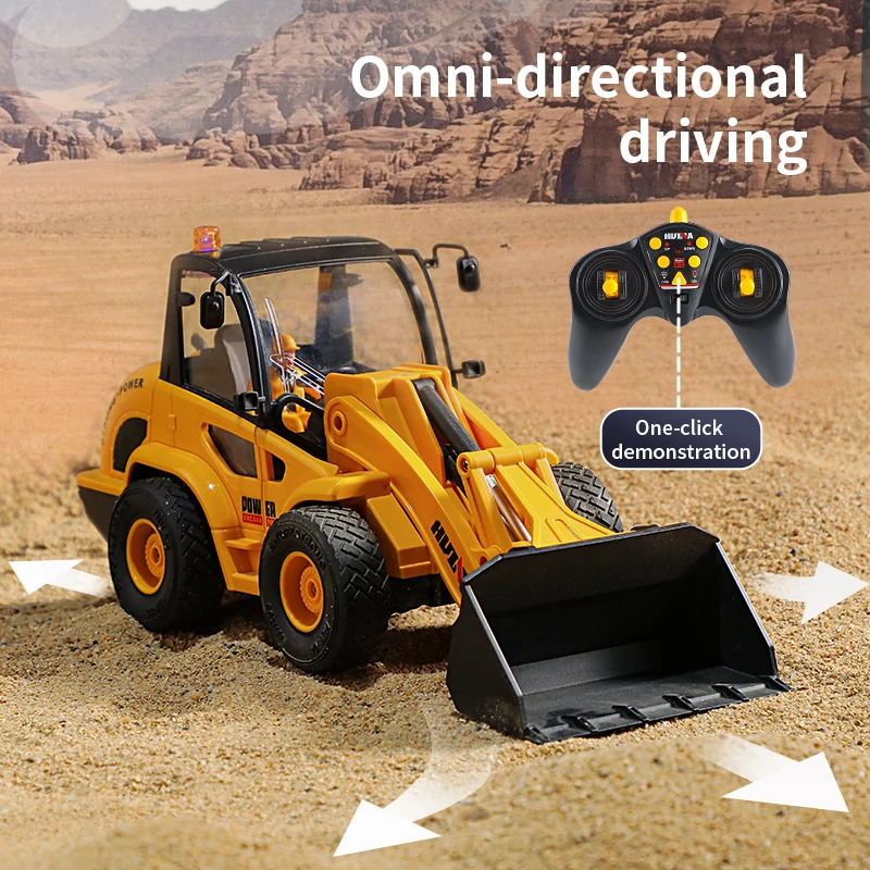 HUINA 1/24 RC Bulldozer 9CH Wireless Remote Control Loader Engineering Vehicle 2.4GHZ RC Car Model Boy Children's Toys Gifts 3