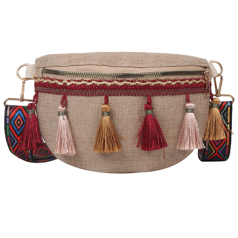 Women Tassels Waistbag with Adjustable StrapWaist Belt Banana Bag Vintage Singer Shoulder Chest Bag Pochete Feminina RiÃ±onera