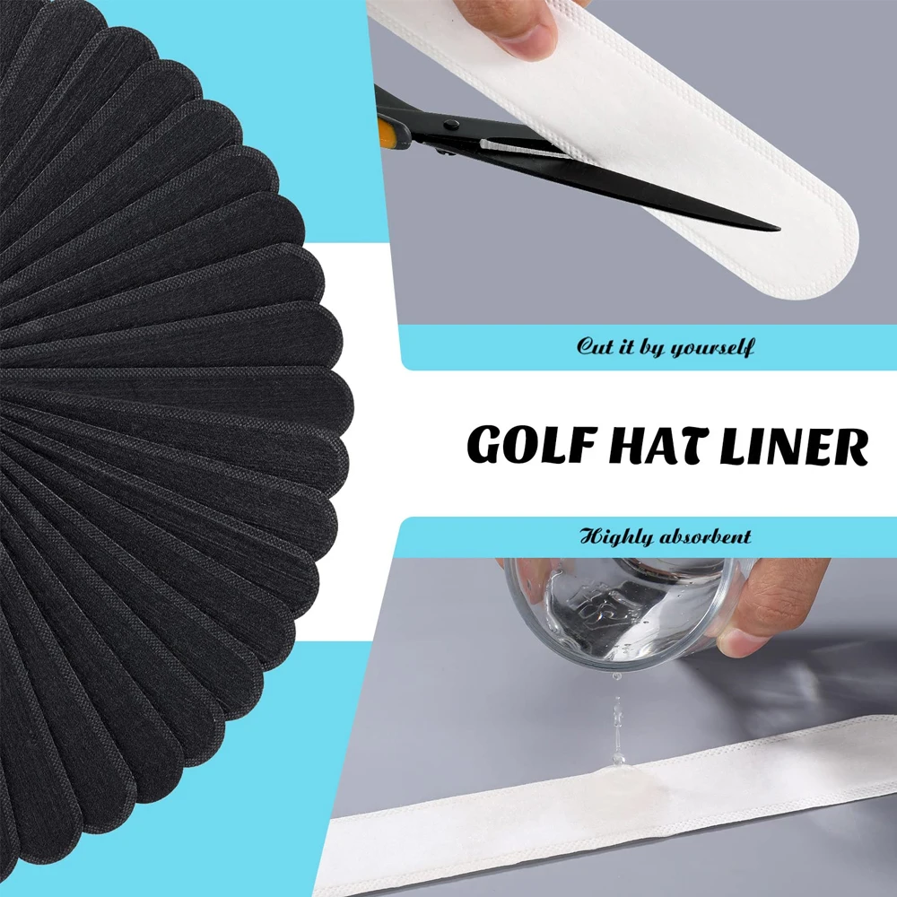 No Sweat Visor Sweat Liner Golf Hat & Cap Liner Black