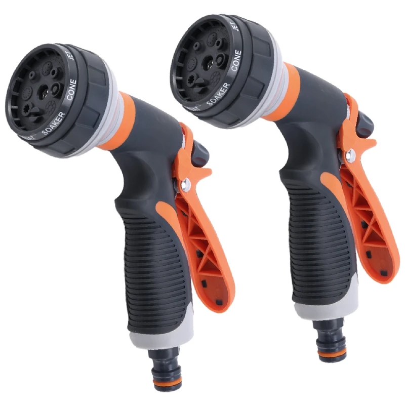 2 Pack Garden Hose Nozzle, 8 Adjustable Hose High Pressure Hand