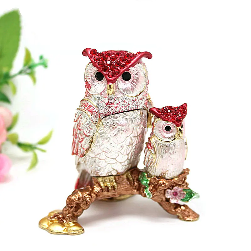 Shinnygifts Pewter Owl Gingillo Scatole Da Collezione Oriental Vintage Gufi Gingillo Portagioie