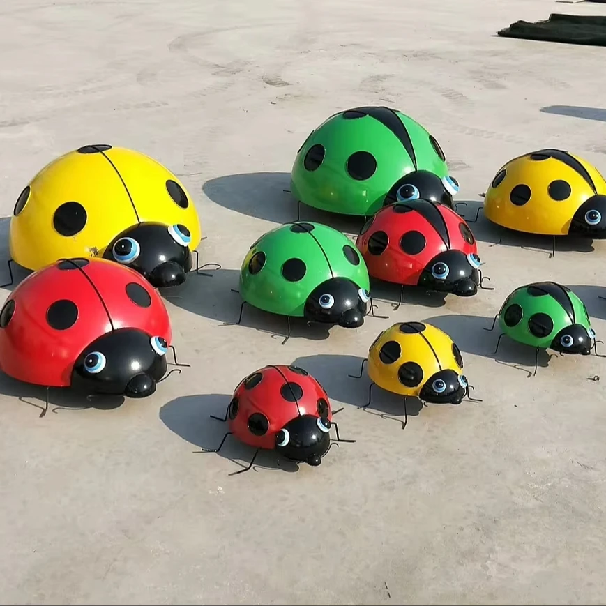 Stainless Steel Sculpture, Multi-colored Ladybird Sculpture, Garden Landscape Decoration, Size Can Be Customized