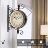 Antique-Look Wall Hanging Double Sided Clock Retro Station Clock Round Chandelier Scroll Wall Mount Home Decor Wall Clock 8 inch 4