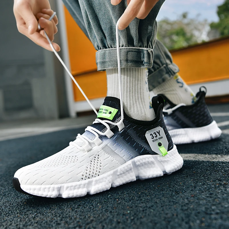 Classic Knit Sneakers Men Women Summer Breathable Lightweight Men's Running Shoes Fashion Mixed Colors Casual Sports Shoes Man