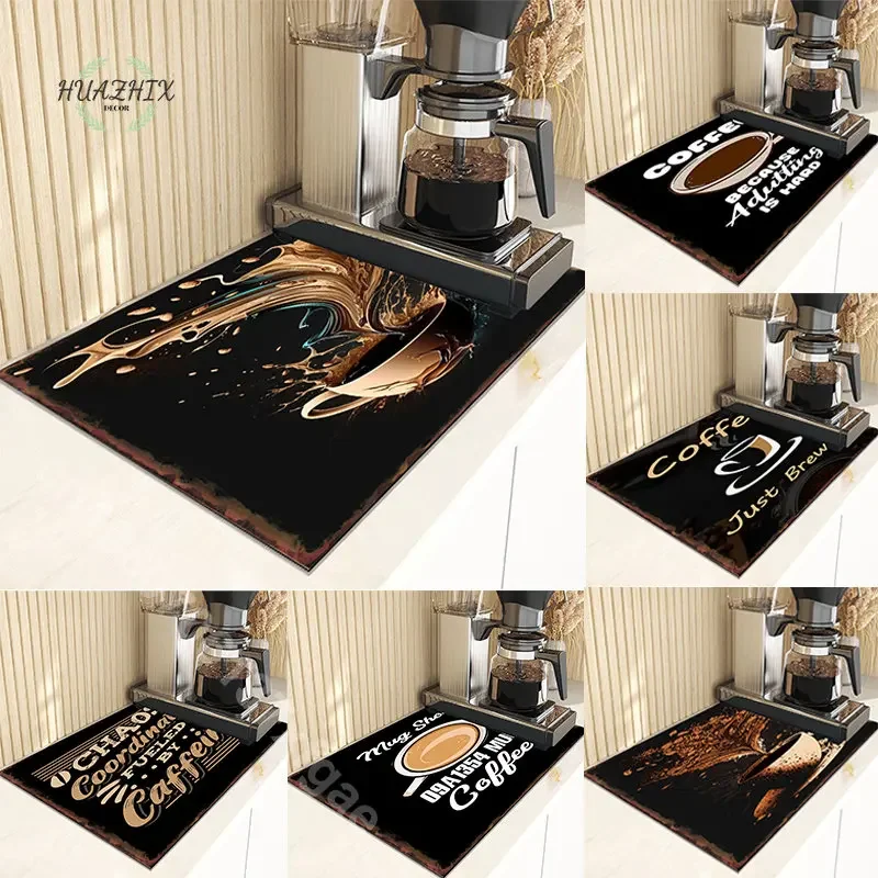 

Coffee Fantasy Splash Drain Pad Rubber Dish Drying Mat Super Absorbent Drainer Mats Comfortable Soft Kitchen Faucet Placemat