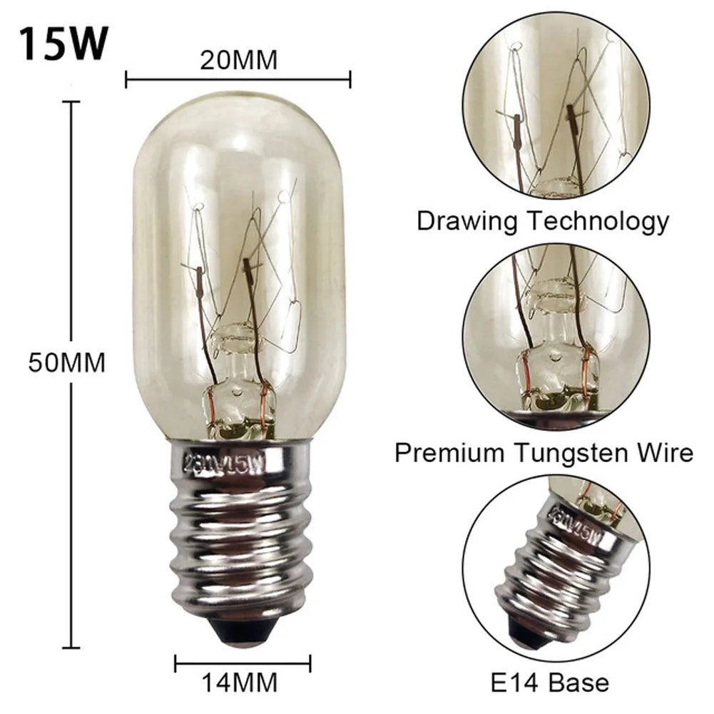1개 E14 소금 램프 글로브 전구 15W 전구 240V 냉장고 오븐 교체