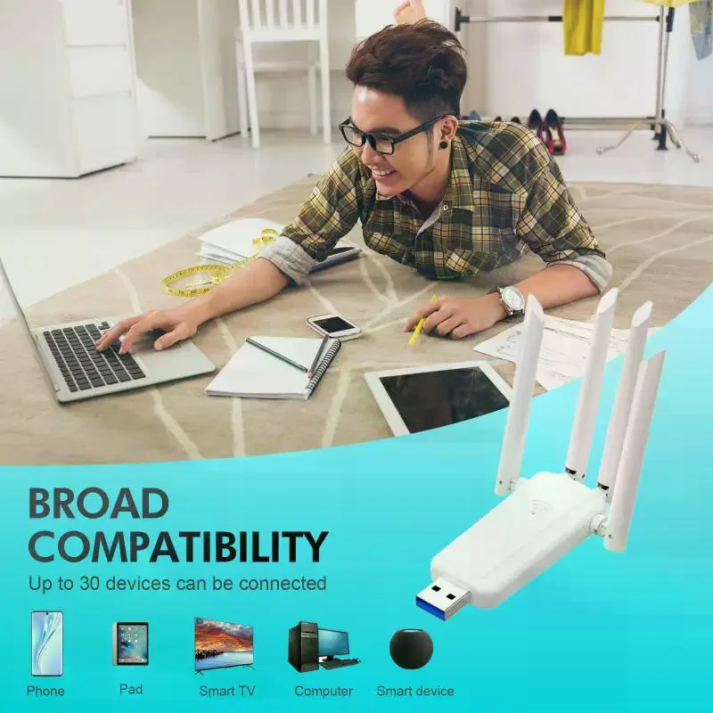 2.4G 300Mbps USB 무선 와이파이 리피터 4 안테나 와이파이 신호 증폭기 부스터 장거리 확장기