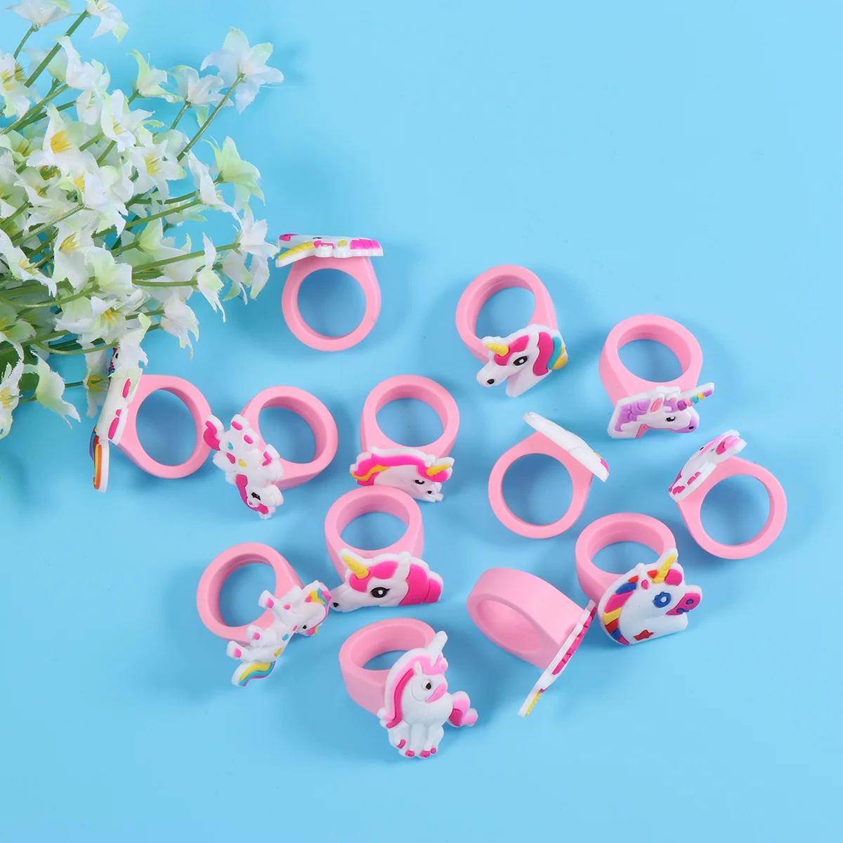 

12 шт., Детские кольца из ПВХ в форме единорога