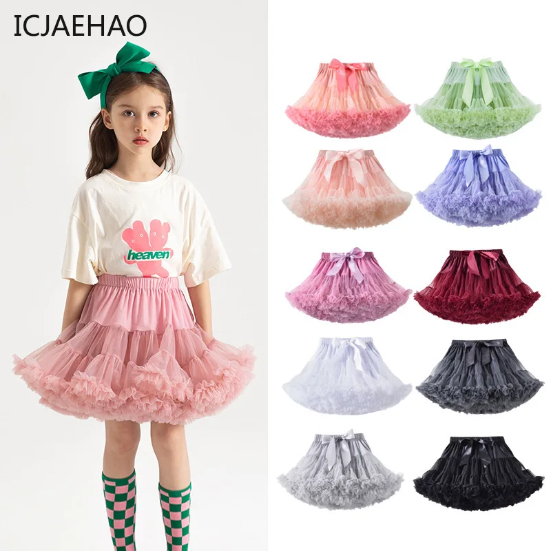 

ICJAEHAO 2024 Children's Clothing Matching Skirt Girl's Princess Skirt Tutu Dresses Milan Classic Kids Mesh Costume Outfits