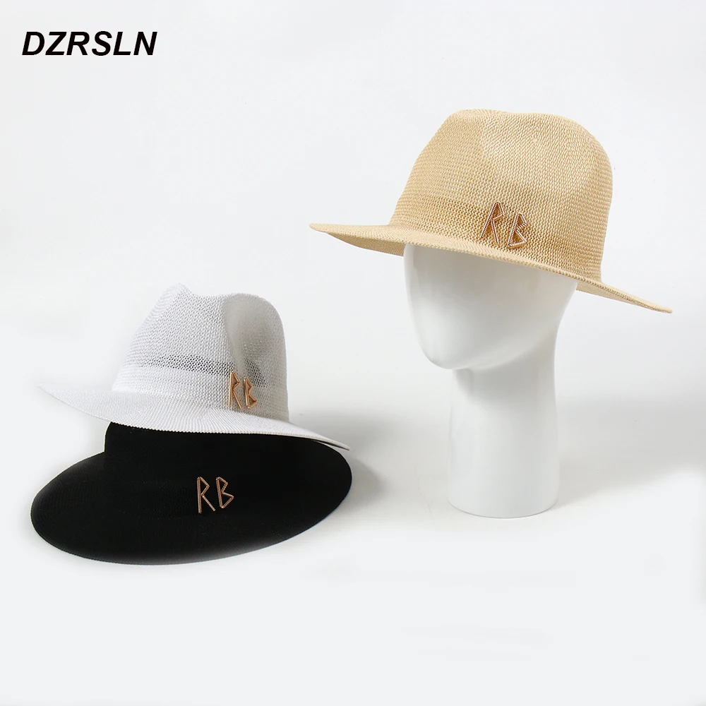 

Luxury Desige Panama Sun Hat For Women Summer Crocheted Straw Hats Ladies Party Hats White Wedding Caps Black Fedoras Hat