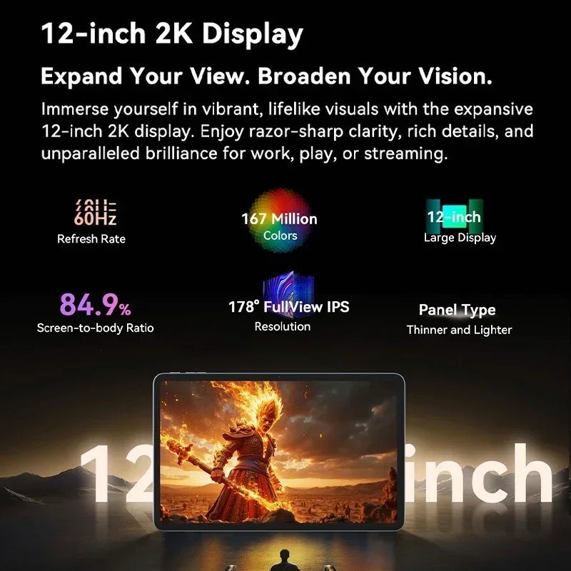Blackview MEGA 2 Tablets 12 inch 2K Display Widevine L1 Android 15  24GB(8+16) 256GB 9000mAh AI Main Camera Pad PC 5