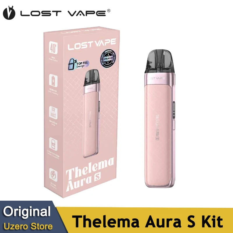 Original E Cigarette Lost Vape Thelema Aura S Kit 40W 1600mAh Battery with 3ml E Plus Cartridge V2 Top Fill 0.6ohm Vaper vape kit