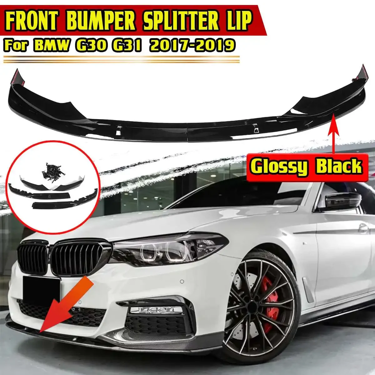 

High Quality G30 Car Front Bumper Lip Splitter Spolier Body Kit Winglet Aprons Guard Covers For BMW G30 G31 M Sport 2017-2019