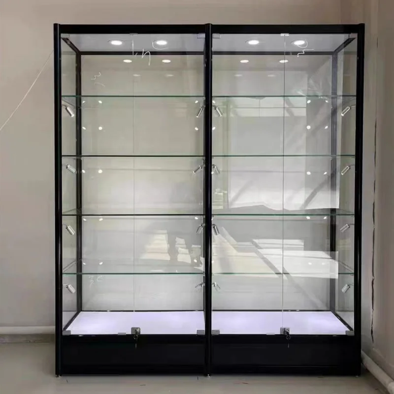 커스텀 LED 잠금 가능한 스모크 샵 유리 쇼케이스, 알루미늄 프레임, 소매점 유리 디스플레이 카운터