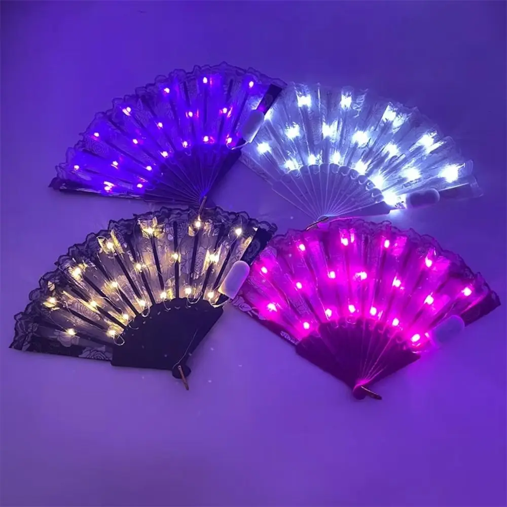Creative Glow Folding LED Fan Portable Colorful Dancing Light Fan LED Luminous Glow in The Dark LED Luminous Fan Rave Festival