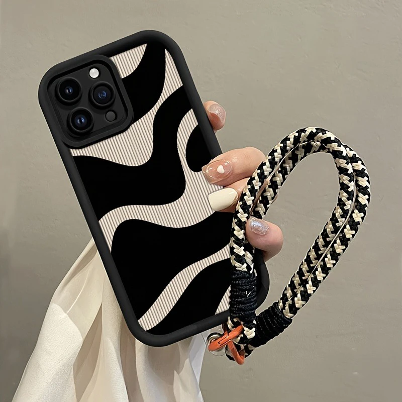 Zebra Stripe Silicone Phone Case with Hang Strap - Soft Cover