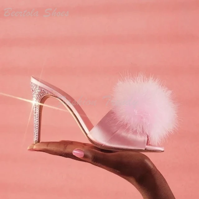 Pink fur heels | Pink fur heels, Fur heels, Pink fur