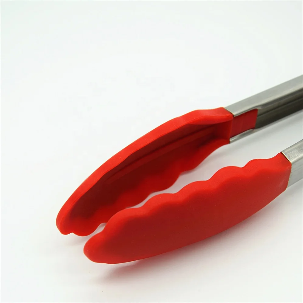 Best kitchen supplies 3 sizes Stainless Steel BBQ Food Cooking Tongs with Silicone Tips