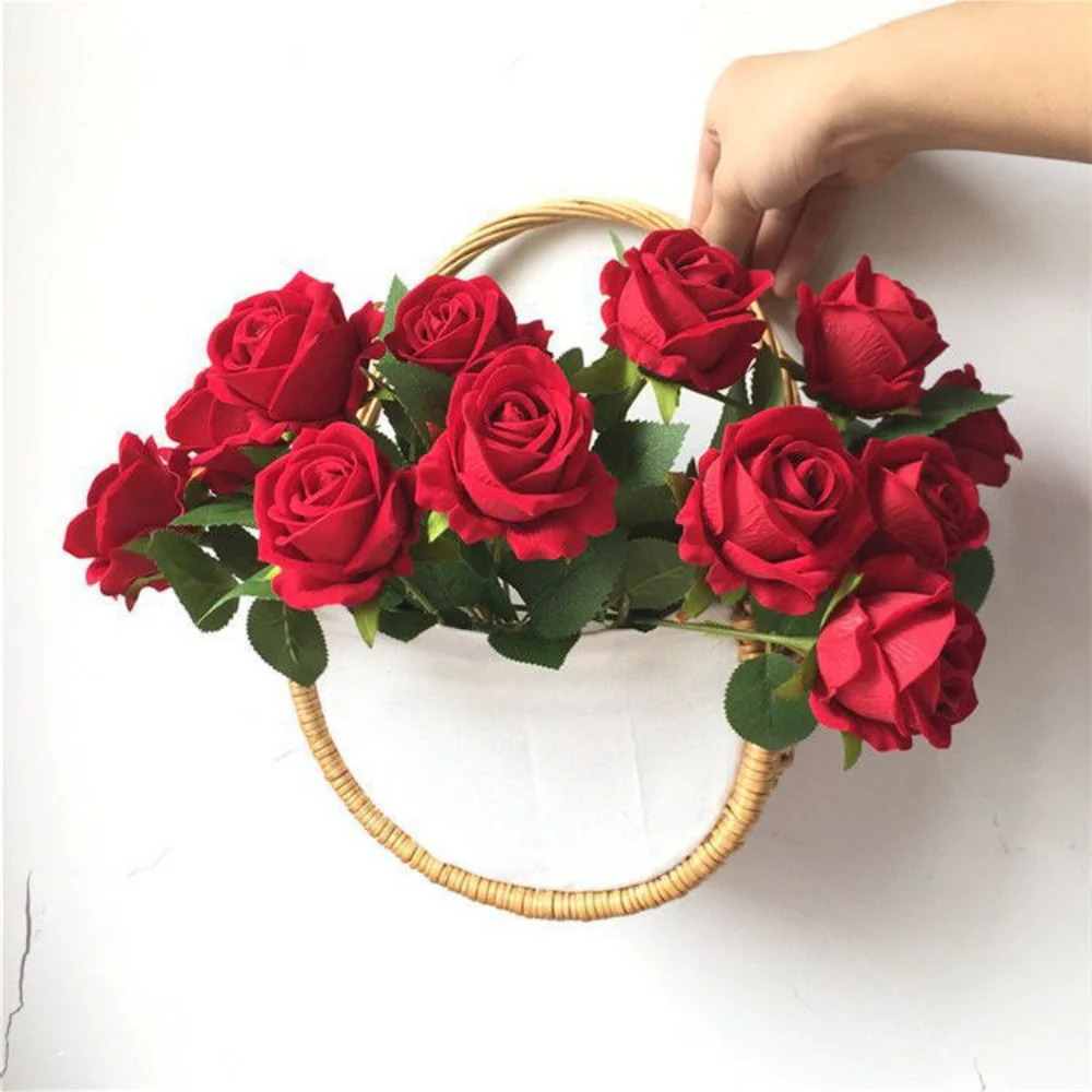 Künstliche Blumenstrauß Weiß Rot Rose Eukalyptusblätter Hochzeitsdekoration Pfingstrose Gefälschte Blume Für Party Home Ornament – Detail 7