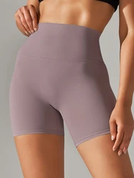 High-Waist Women's Squat-Proof Yoga and Fitness Shorts - M (Dusky Pink)