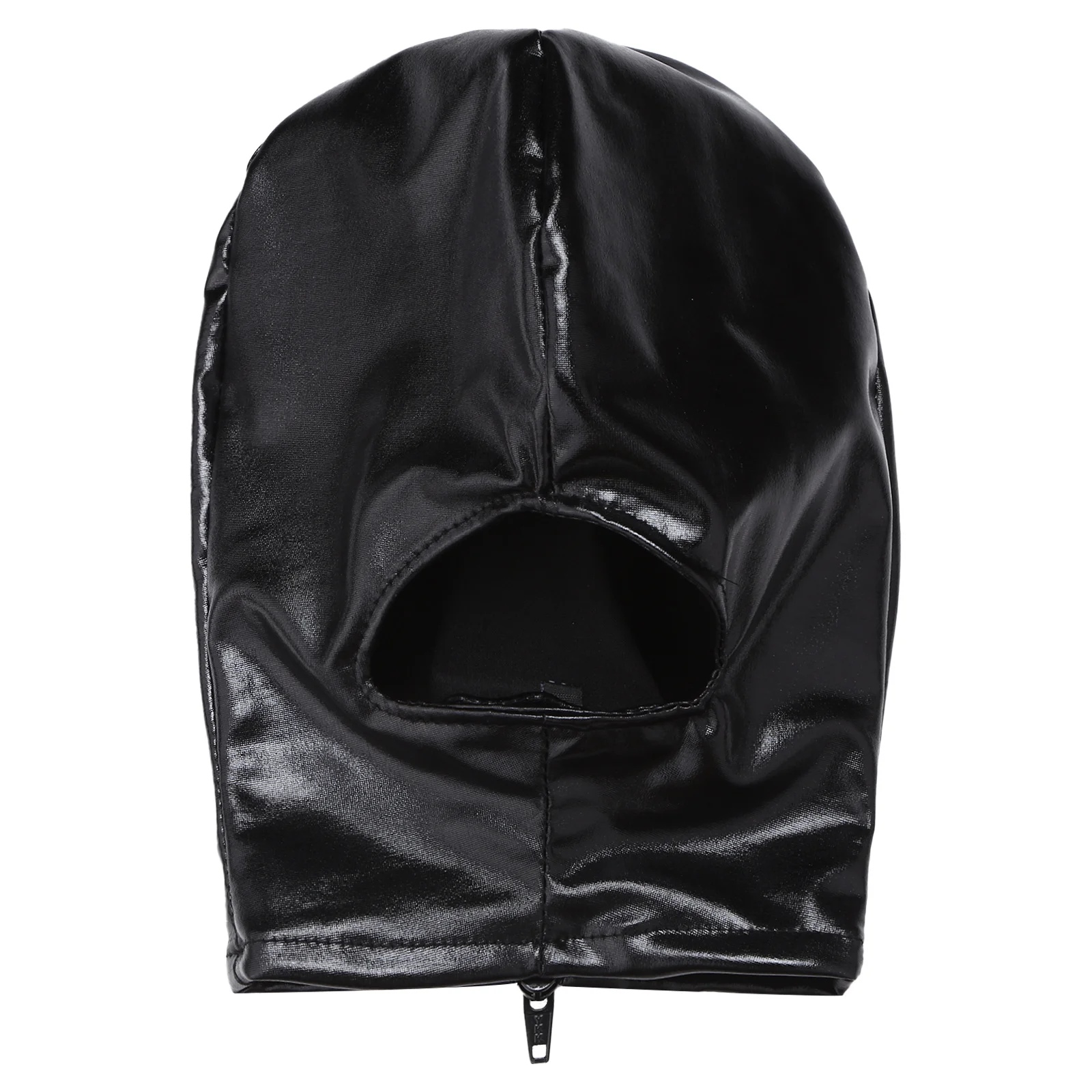 Unisex Adults Latex Full Face Mask Womens Mens Open Mouth Head Cover Hood Headgear Sexy Cosplay Role Play Costume