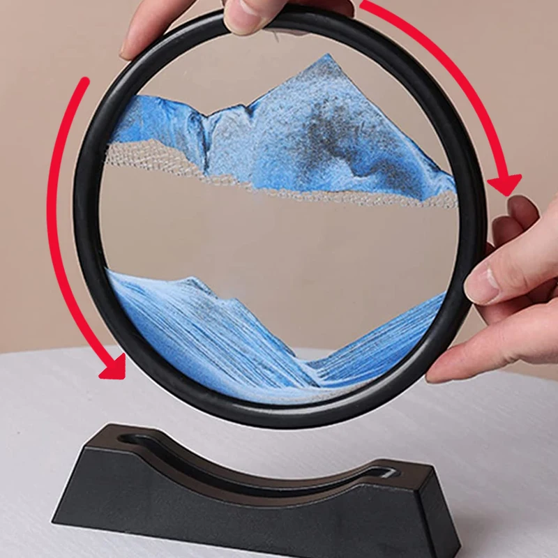 7 Inch 3D Flowing Sand Painting Art Hourglass Mountain View Sports Display Mobile Sand Table Home Decorations