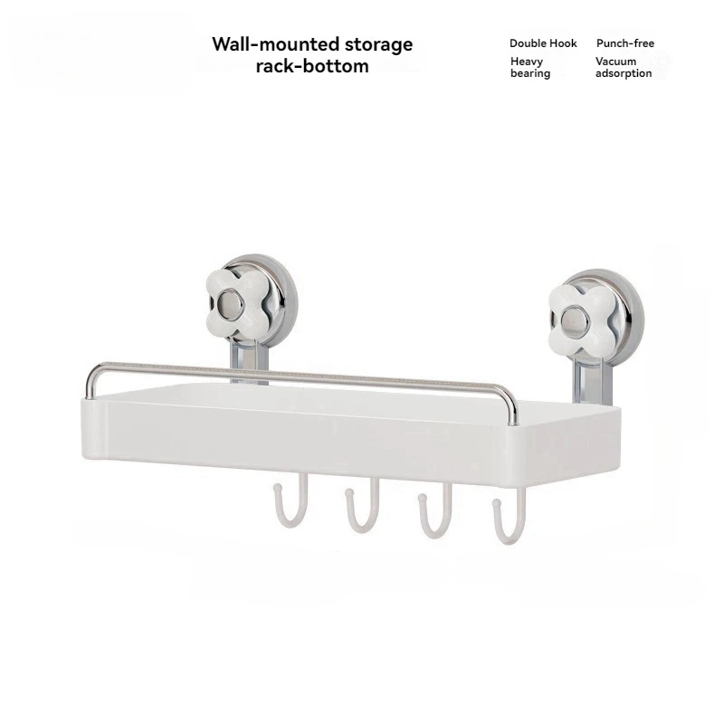 Suction Cup Kitchen Storage Rack Pot Lid Storage Rack with Hook Multi-Functional Wall-Mounted Punch-Free Wall Seasoning Rack 6
