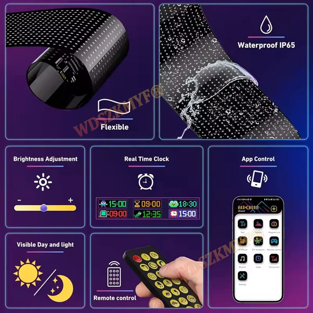 App DIY LED Eyes Sign Matrix Pixel Panel Scrolling Bright For Truck Signboard Flexible LED Car Sign BT Esports Gaming Decorative