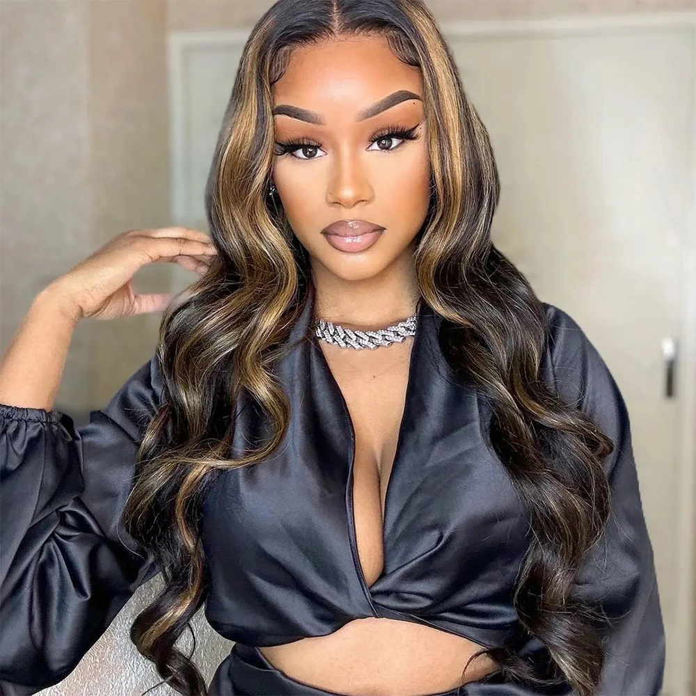 Ombre 4/27 Highlight Body Wave 13x4 Lace Front Human Hair Wigs Brazilian 250 Density 13X6 Colored Lace Frontal Wig