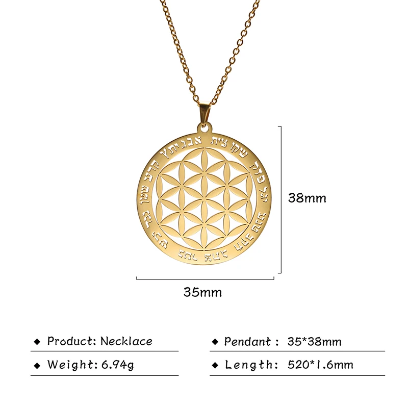 YWMAN Flower Of Life Necklace - Sacred Geometry Amulet For Men & Women - Boho Hippie Yoga Jewelry