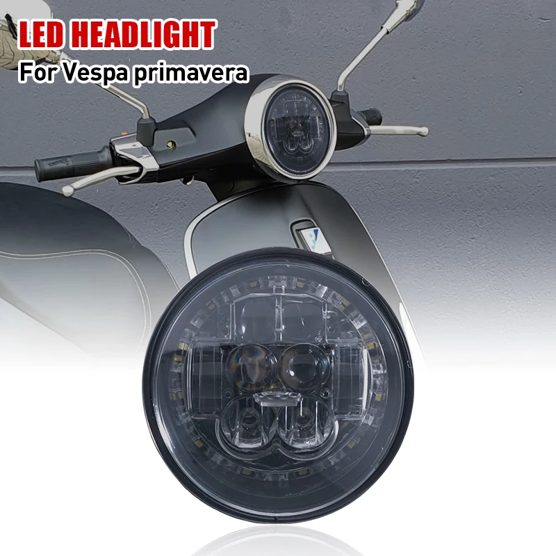 

LED Headlight Replacement With High Low Beam And Halo Ring For Vespa Primavera 150