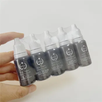 5 colori nero marrone rosso set microblading vernice pigmentata fornitura di inchiostro per tatuaggio per macchina per trucco permanente sopracciglia eyeliner labbro