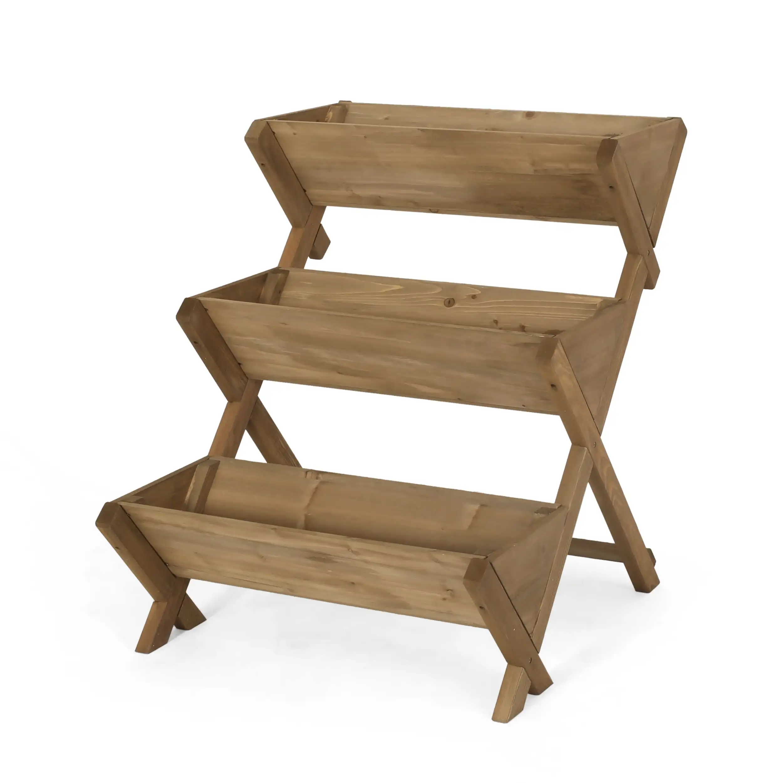 

Refined Fir Wood Flexible Structure Luxurious Refined Fashionable and Elegant Outdoor 3 Tiered Plant Stand Natural