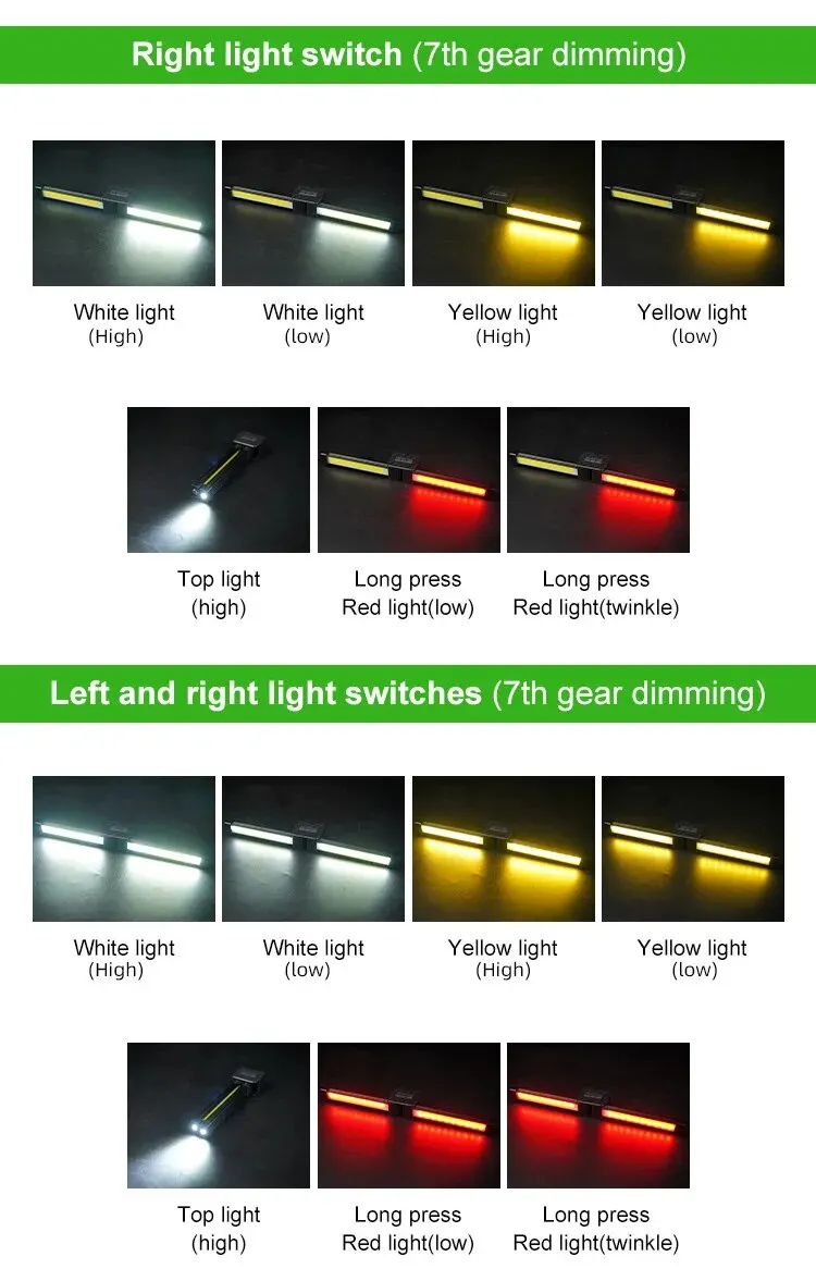 Sidovy av ficklampa som visar kontrollknappar