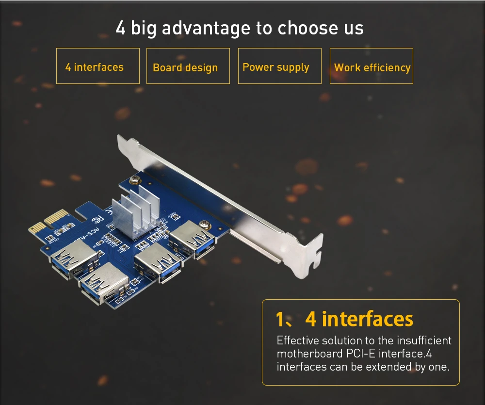 TSIHRIC PCIE 1 to 4/5/6 Pci Express Multiplier USB3.0 Extender Pci Express 1x 16x Card Slot Riser 009s 010 For Bitcoin Mining data cable types