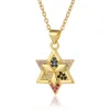 Star Of David Pendant Necklace Zirconia Crystal Gold-plated Brass 3