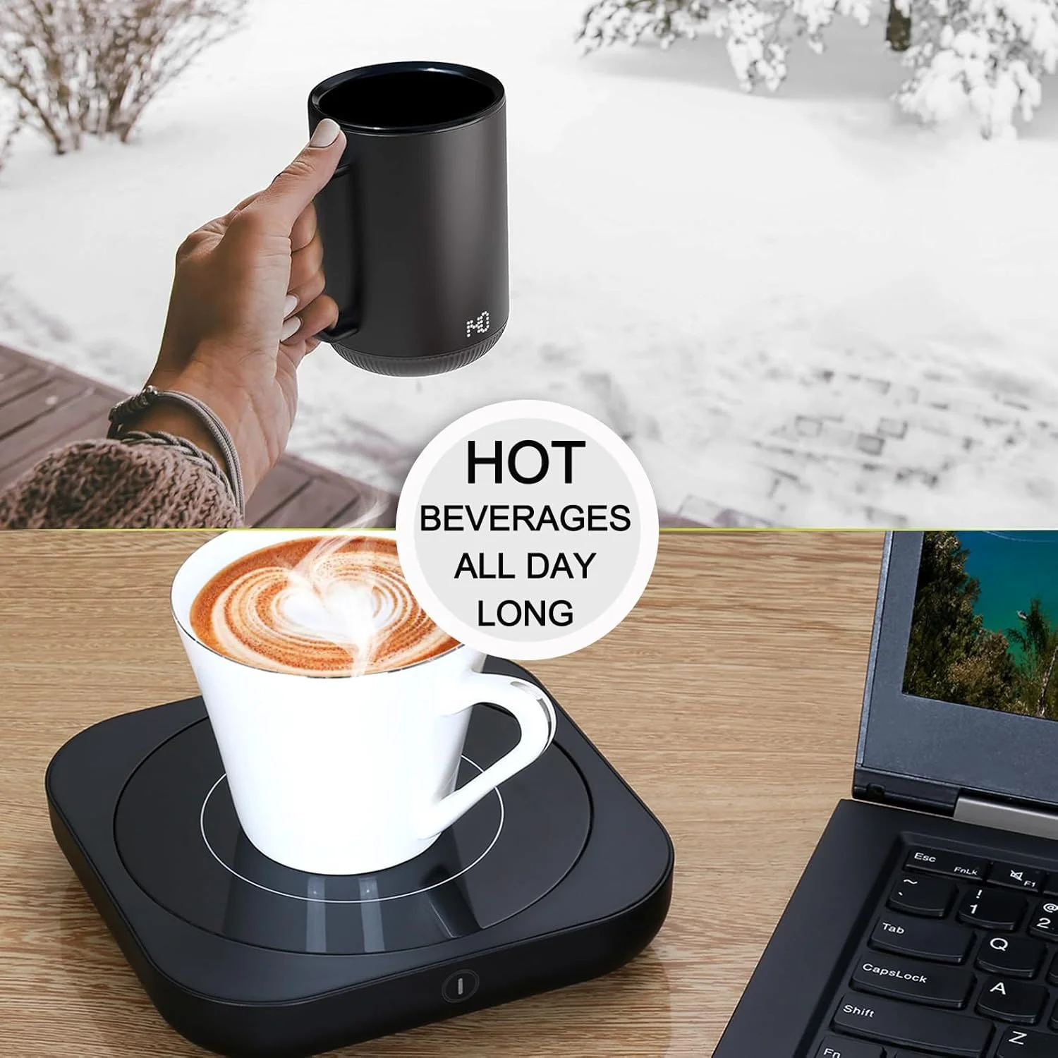 Coffee Cup Warmer for Desk Auto Shut Off & Temperature Settings-Beverage Tea Milk Wax Warmer Plate