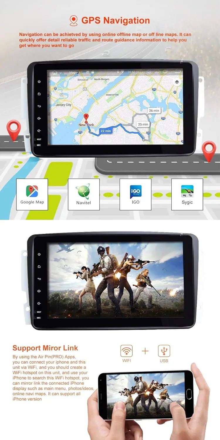 Car radios with Android 14 system For Mercedes Benz W209 W203 W168 W163 W463 Via