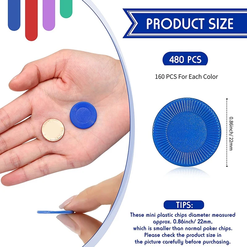 400 Pieces Plastic Poker Chips Game Chips 4 Colors Counter Card For Game Playing Counting Bingo Game Chips Card 3