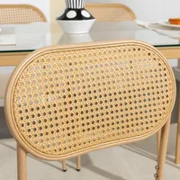 Boho Dining Chairs Set of 4 with Rattan Back, Upholstered Cane Seats, Metal Legs - Perfect for Dinner, Living Room, or Receptio 2