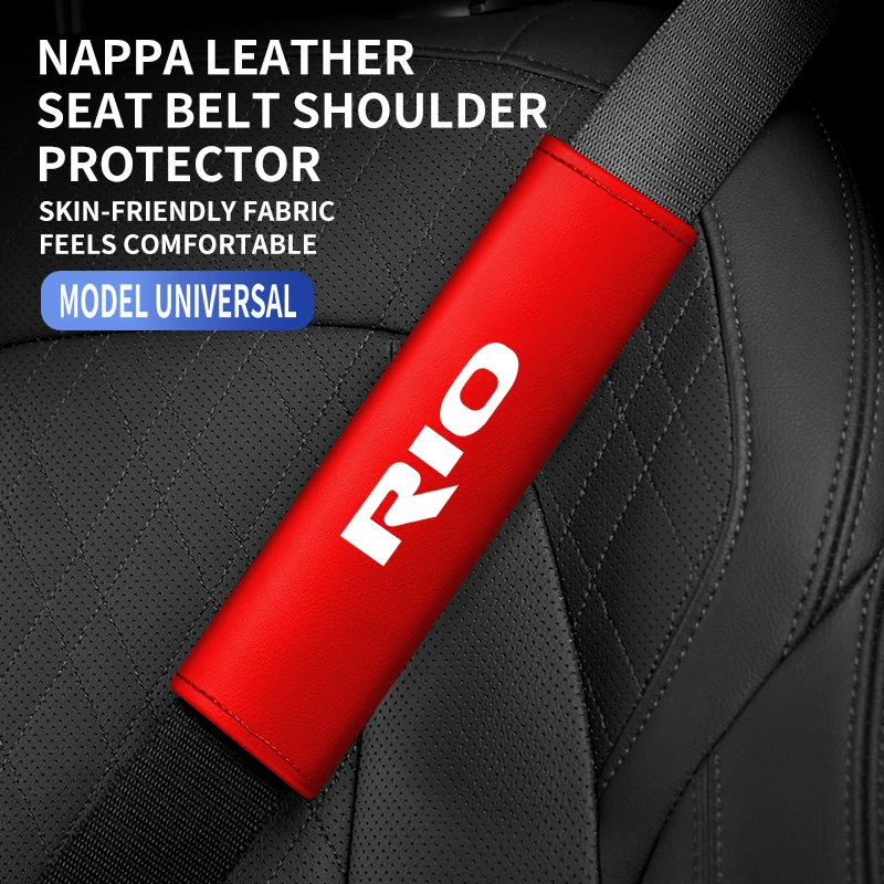 1PC Leather Car Seat Belt Shoulder Protector Cover Safety Belt Padding Pad For Kia Rio KN RIIO Seat Decoration