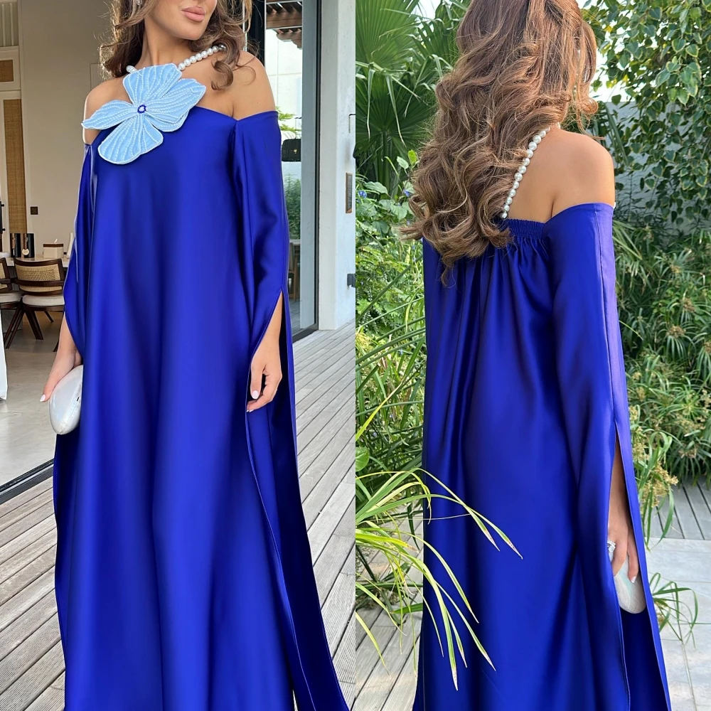 Prom Dress Saudi Arabia Satin Pearl Flower Draped Quinceanera A-line Off-the-shoulder Bespoke Occasion Gown Long Dresses new sequins quinceanera dresses sweetheart off shoulder 16 party long luxury ball gown prom dress