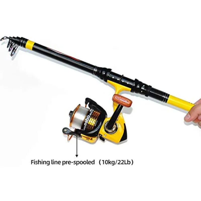 Richcat Fishing Rod and Reel Combo，Medium Heavy Poles and Reels Telescopic  Rod Kits for Adults