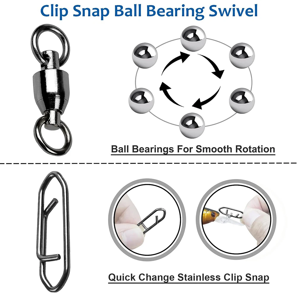 Fishing Bearing Rotary Connector 10Pcs 0#-5# Silver Strong 360&deg; Fishing Bait Quick Pin Connection Ring Gear Accessories