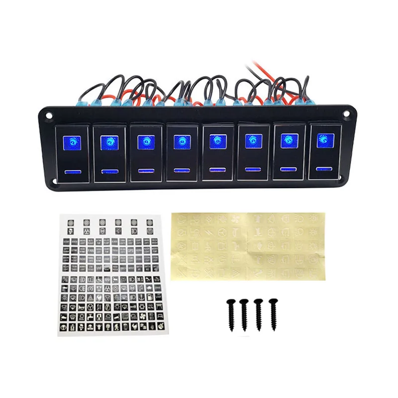 

Новая металлическая панель перекидного переключателя 12 В, 24 В, двойной фотовыключатель, 8 клавиш, фотовыключатель для автомобиля, лодки, грузовика, фургона, морского транспорта
