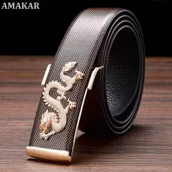 Leather Belts for Men New Plate Buckle Waistband for Men Fashion Male Strap Dragon Buckle