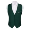 Barry.Wang Men's Sleeveless Vest Elegant Dark Green V-Neck Waistcoat Necktie Sets Leisure Groom Party Wedding Designer DM-2426 1