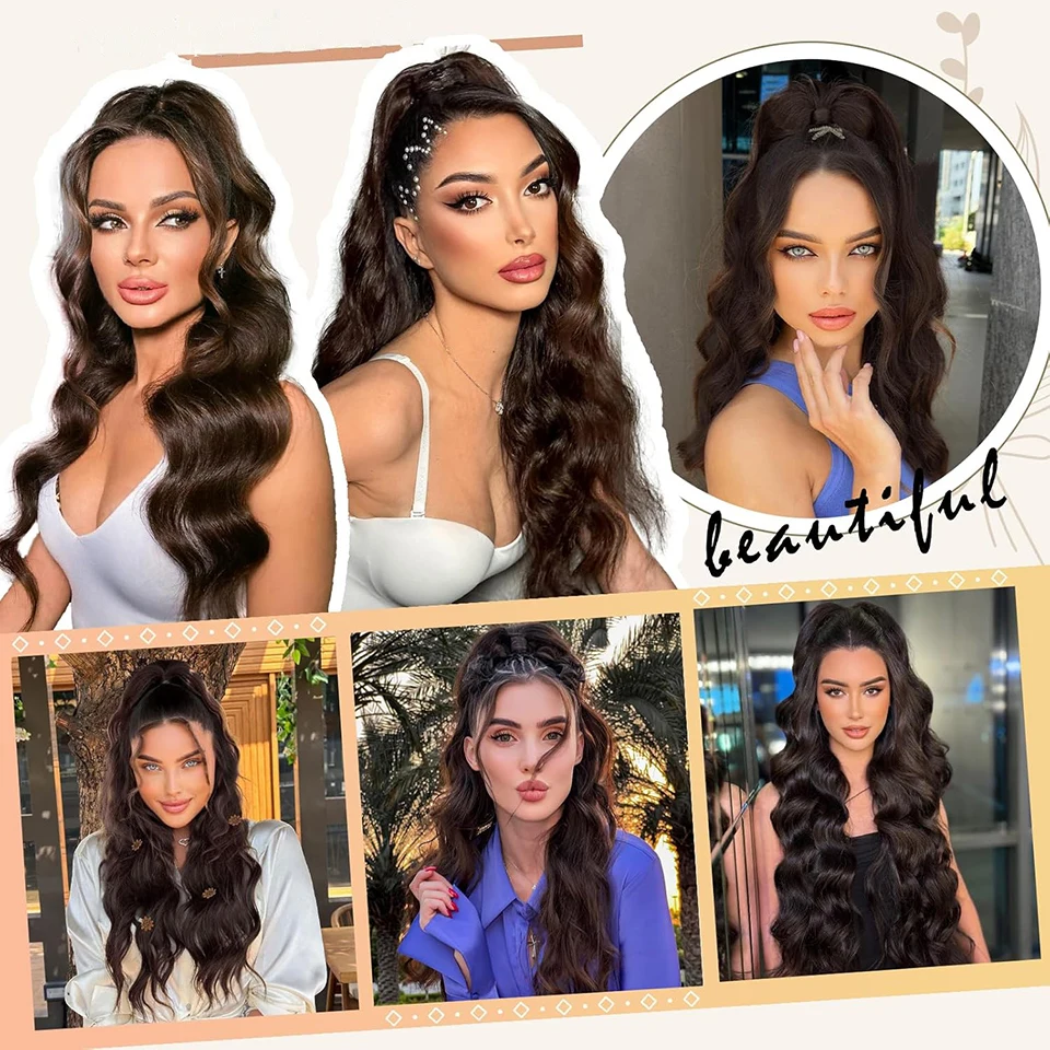 Curly Ponytail Hairpiece 24inch Synthetic Drawstring Ponytail Extension for Women Long Afro Curly Fluffy Ponytail Clip in Hair Extensions for Daily Use