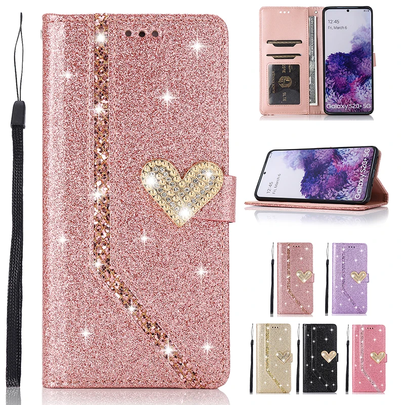 Premium Shiny Leather Wallet Flip Phone Case